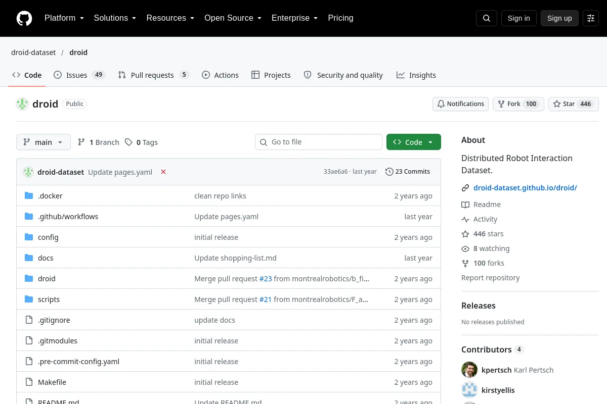droid · droid-dataset website or repository screenshot