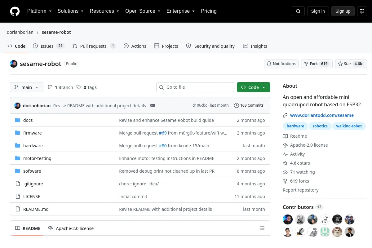 sesame robot · dorianborian website or repository screenshot