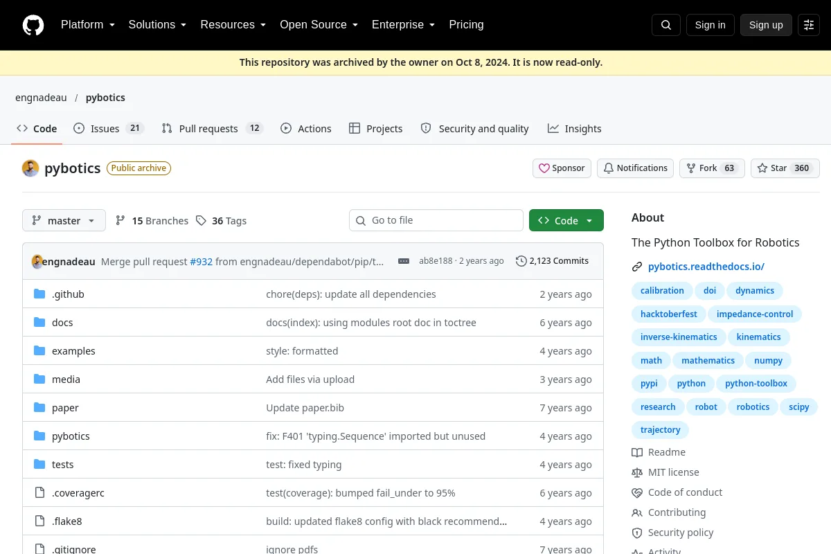 pybotics · engnadeau resource page screenshot