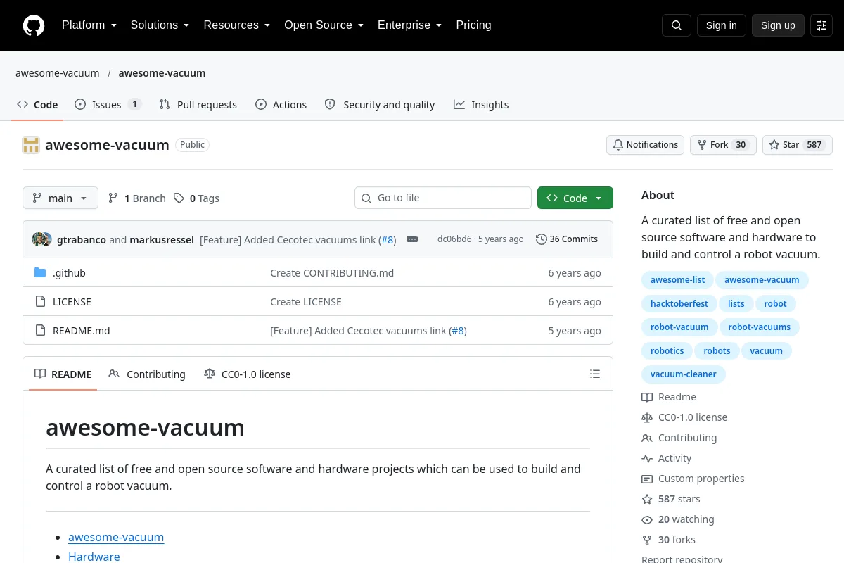 awesome vacuum · awesome-vacuum resource page screenshot