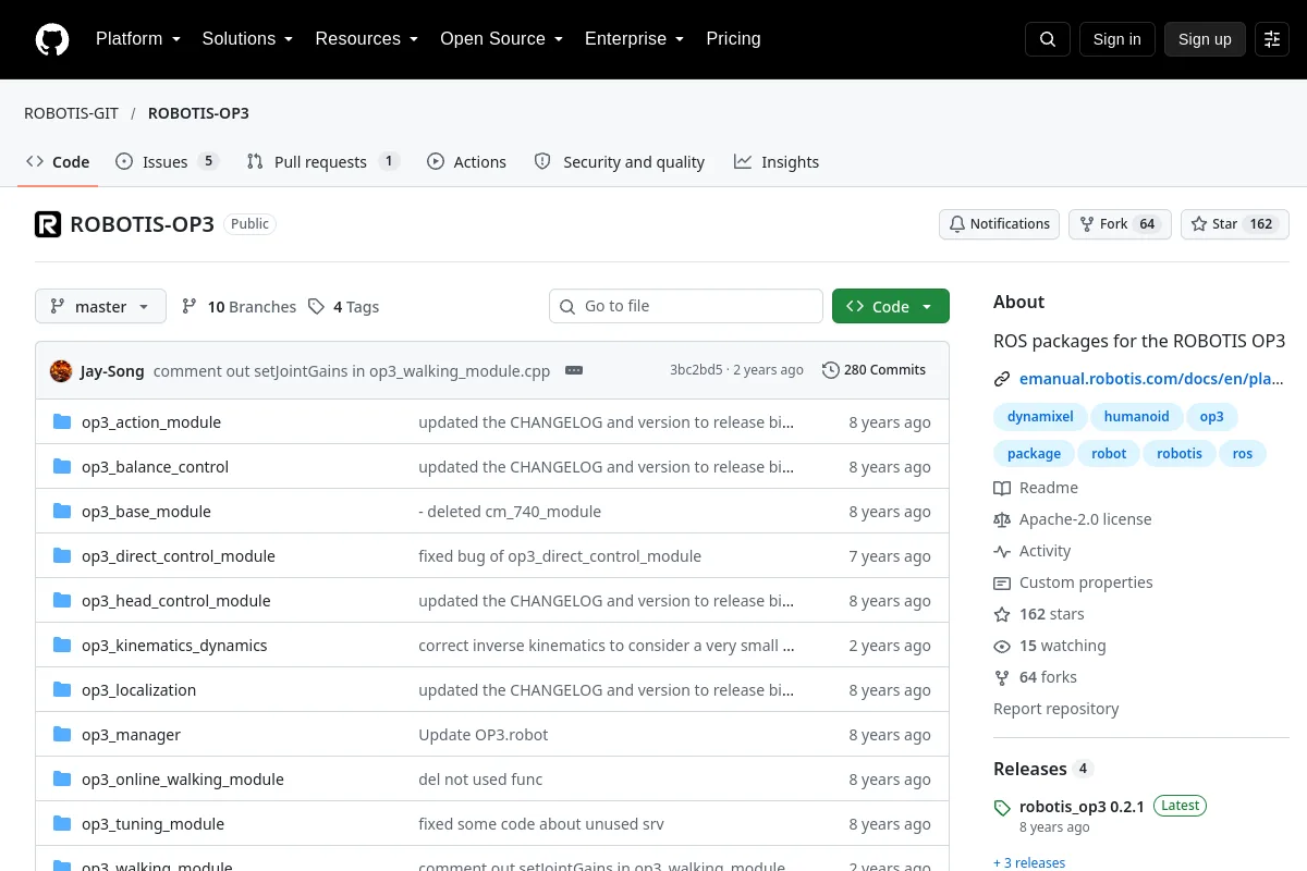 ROBOTIS-OP3 · ROBOTIS-GIT website or repository screenshot
