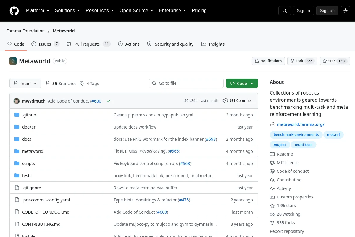 Meta-World website or repository screenshot