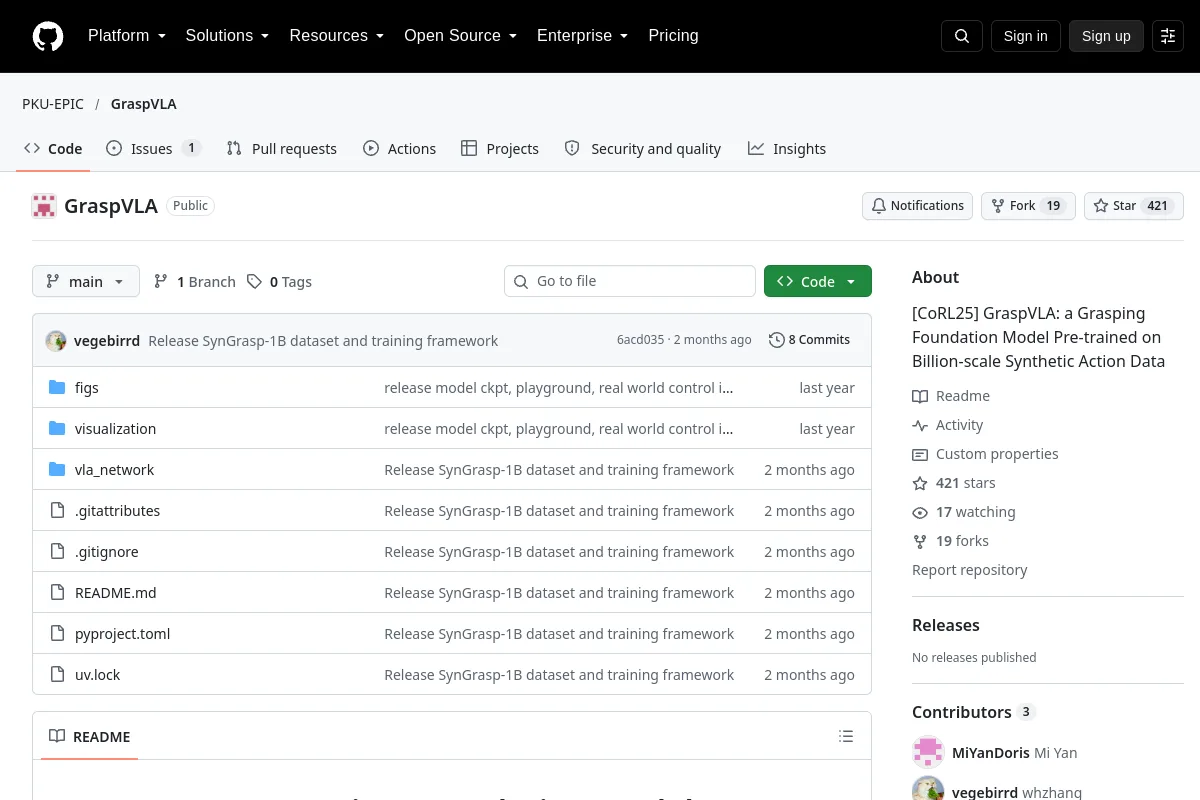 GraspVLA · PKU-EPIC website or repository screenshot