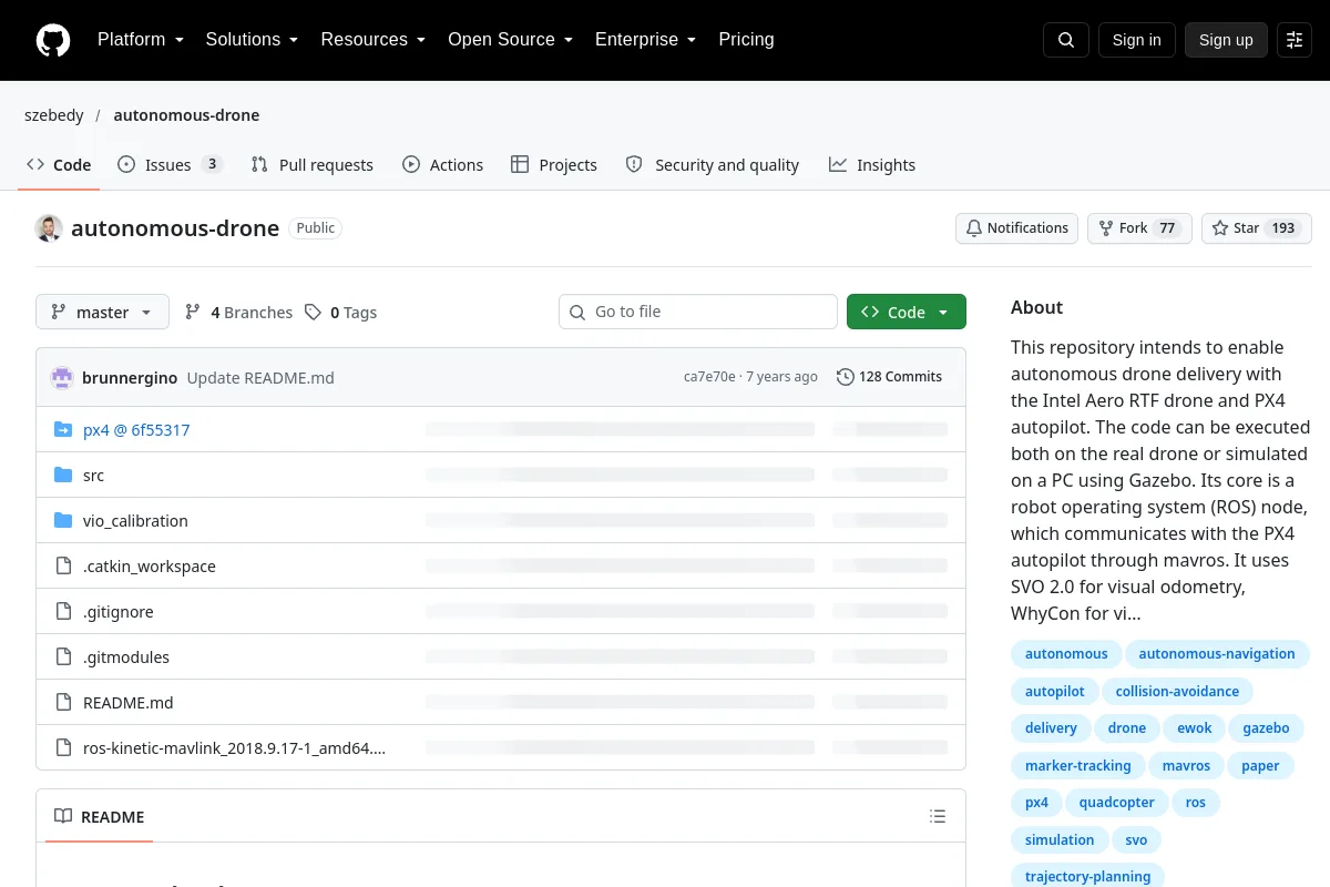 autonomous-drone · szebedy website or repository screenshot