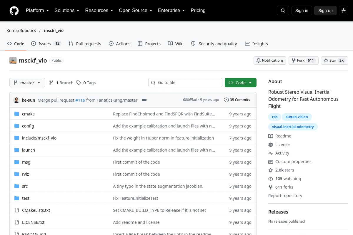 msckf_vio · KumarRobotics resource page screenshot