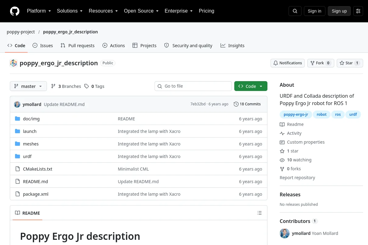 poppy ergo jr description · poppy-project website or repository screenshot