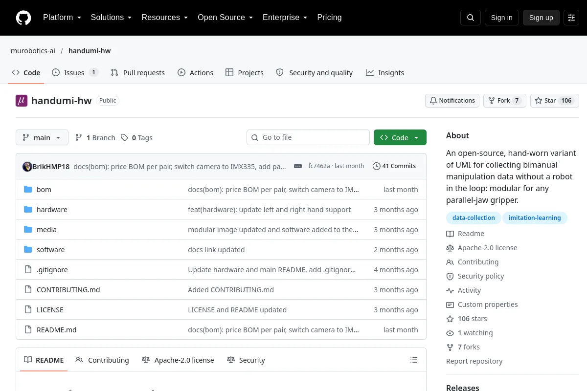 handumi-hw · murobotics-ai website or repository screenshot