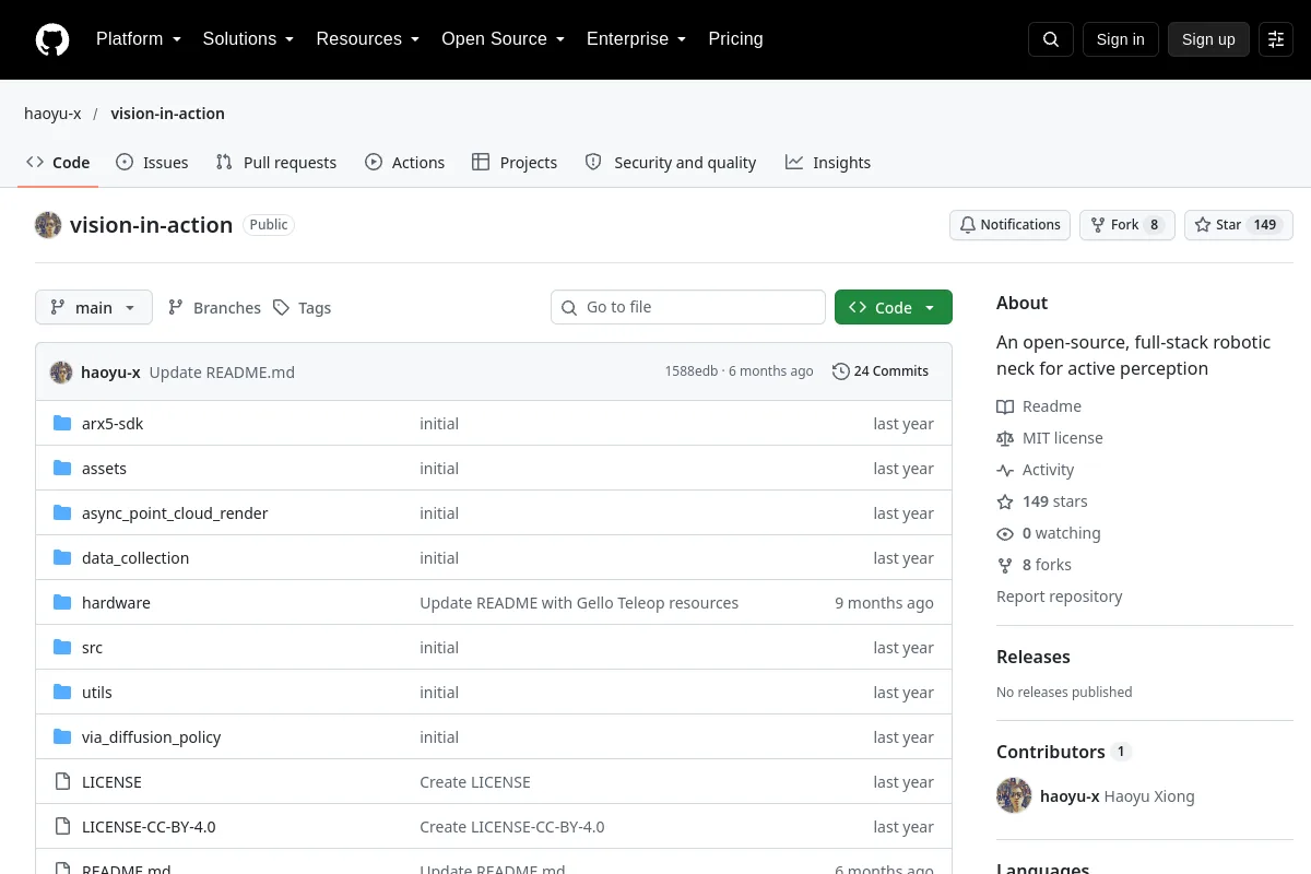 vision-in-action · haoyu-x website or repository screenshot