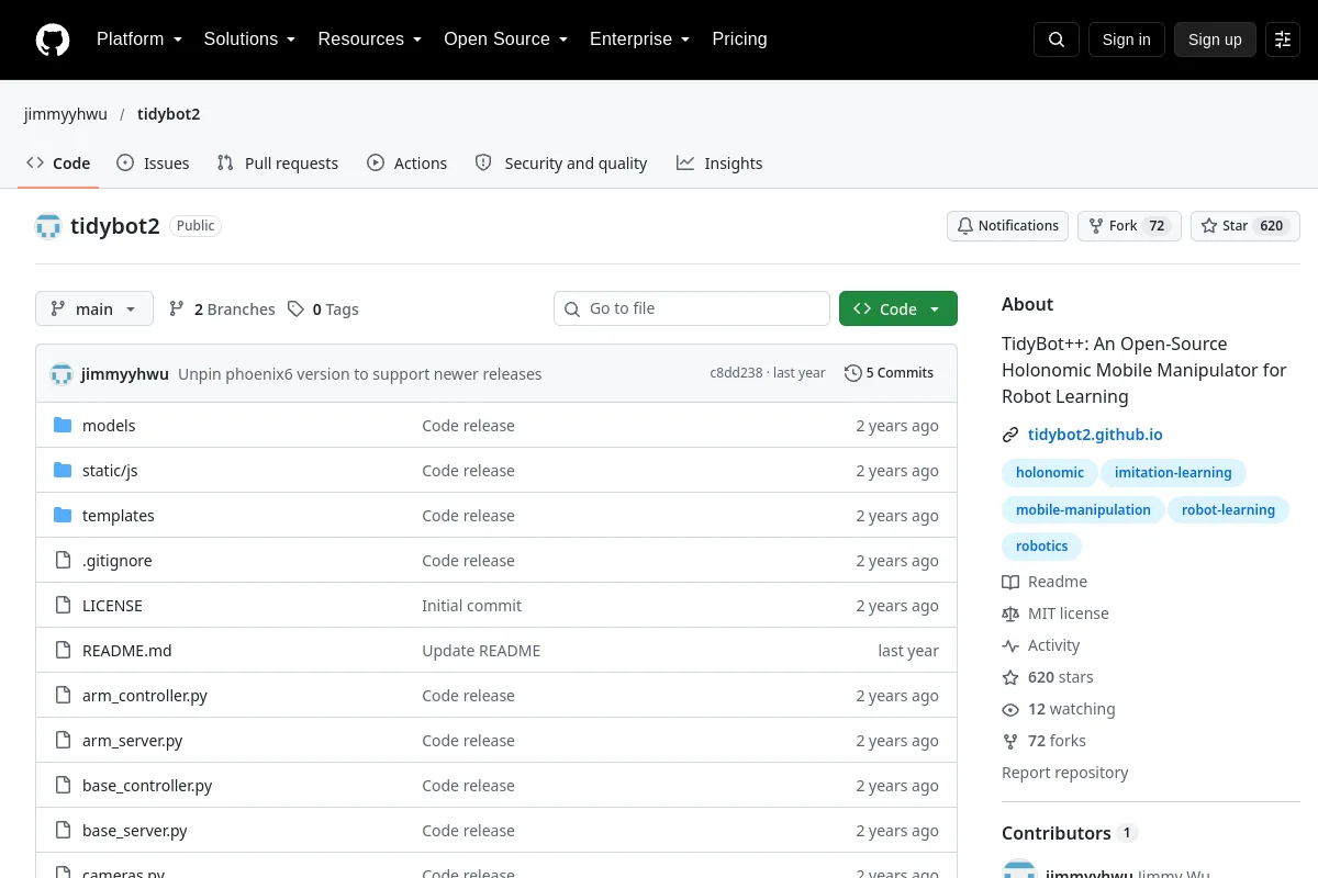 tidybot2 · jimmyyhwu resource page screenshot