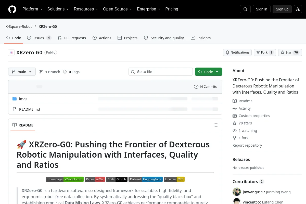 XRZero-G0 · X-Square-Robot website or repository screenshot