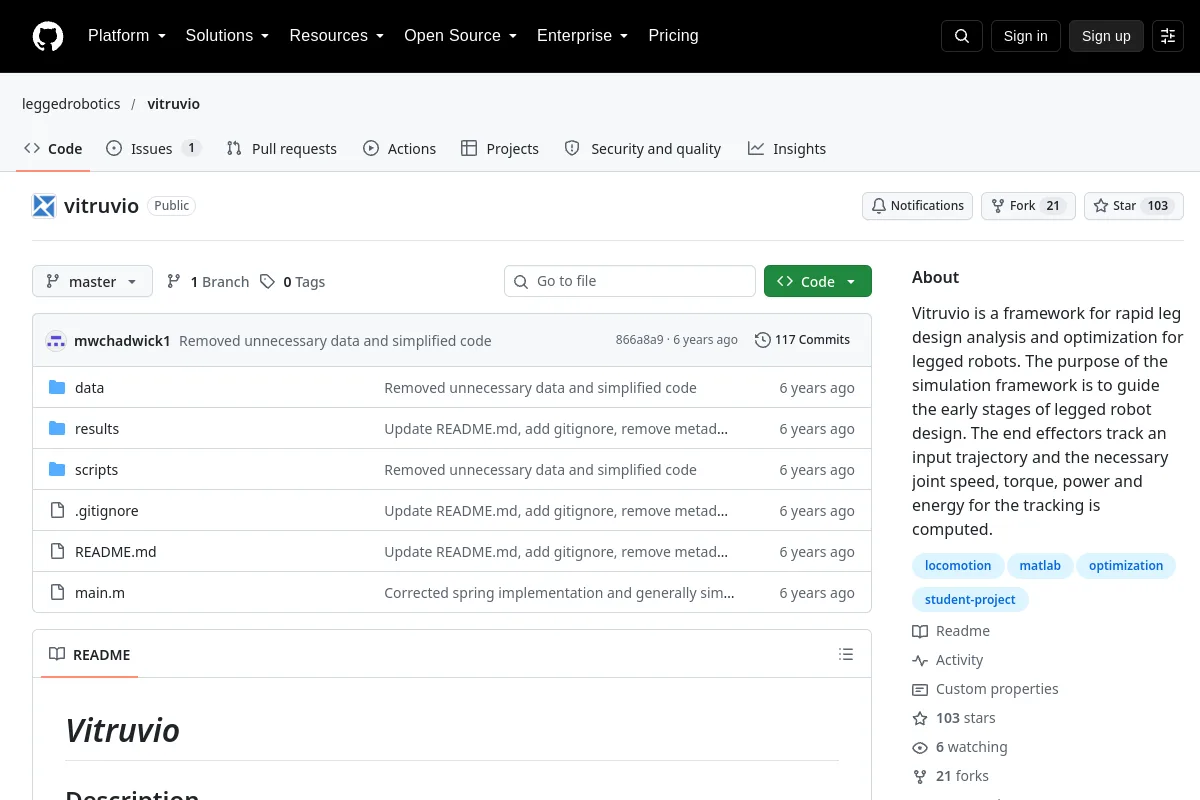 vitruvio · leggedrobotics resource page screenshot