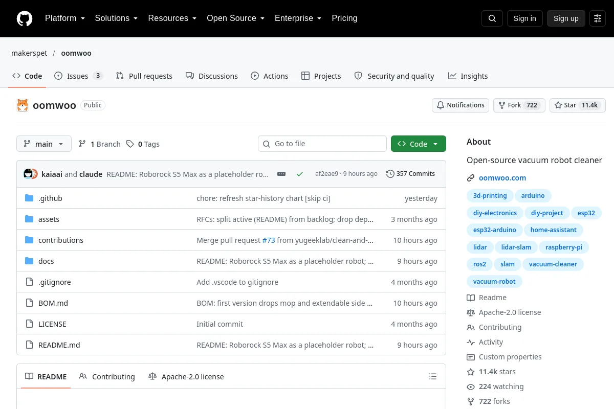oomwoo · makerspet website or repository screenshot