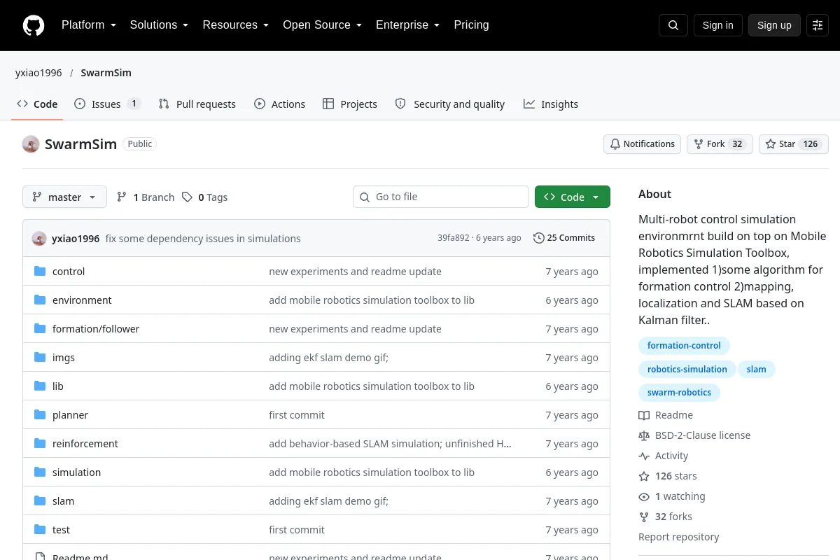 SwarmSim · yxiao1996 resource page screenshot