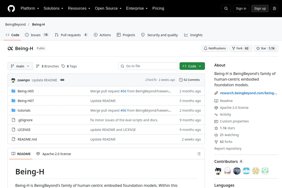 Being H · BeingBeyond website or repository screenshot