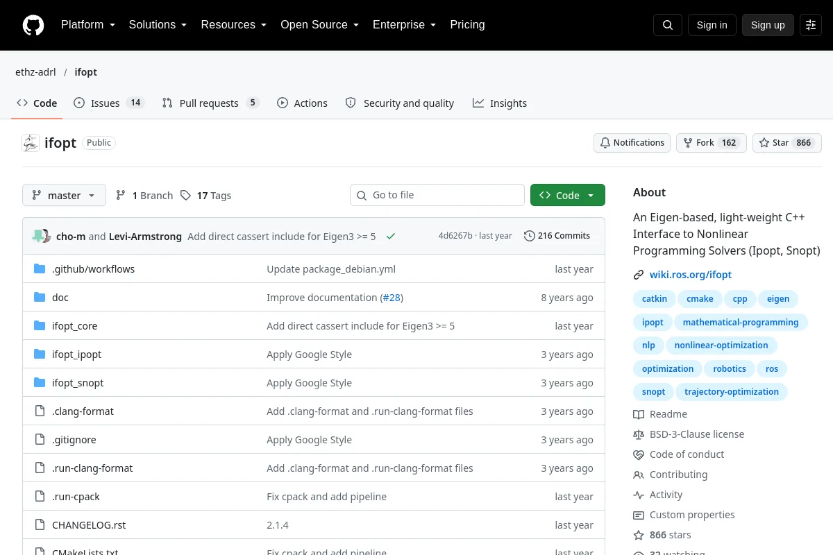 ifopt · ethz-adrl website or repository screenshot