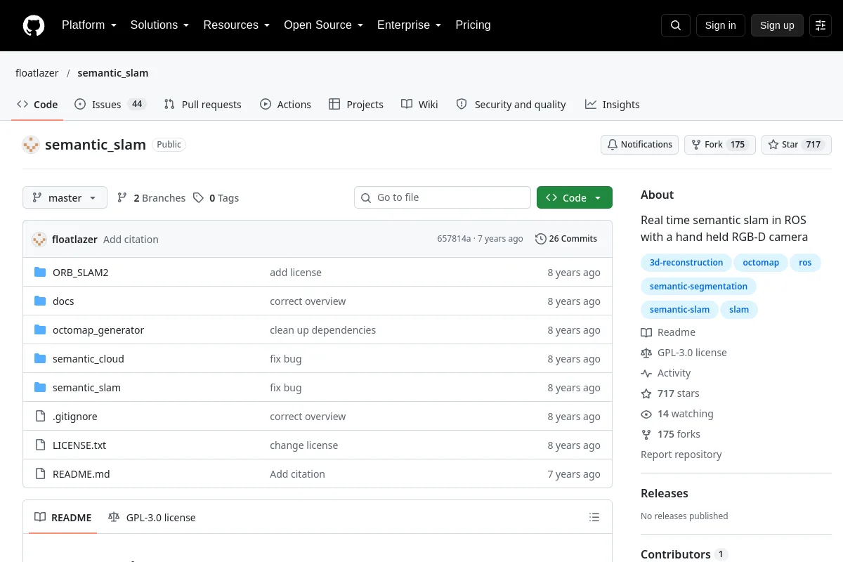 semantic_slam · floatlazer resource page screenshot