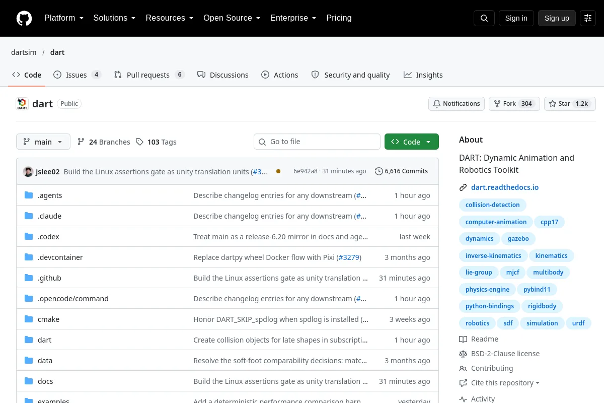 dart · dartsim website or repository screenshot