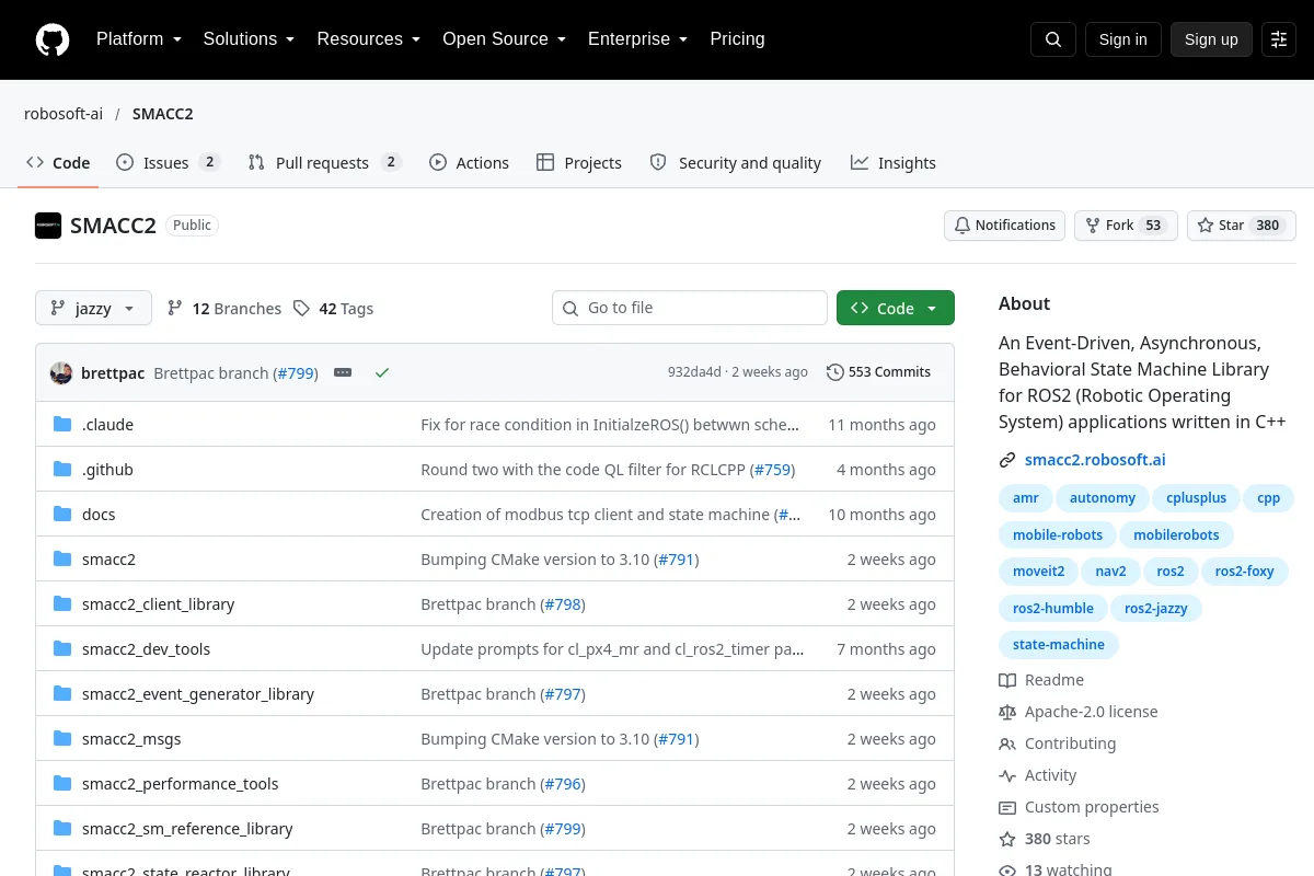 SMACC2 · robosoft-ai website or repository screenshot