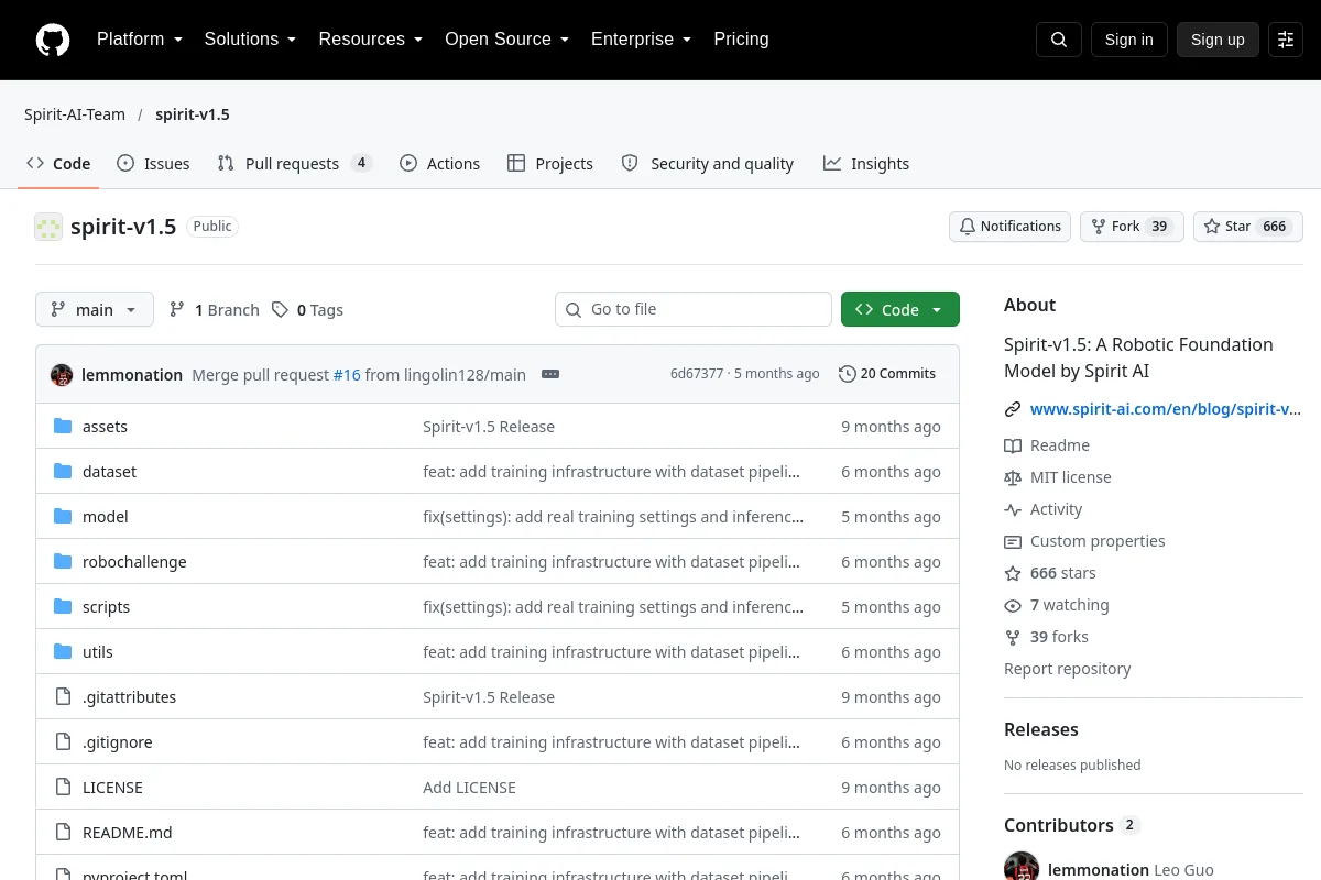 spirit-v1.5 · Spirit-AI-Team website or repository screenshot
