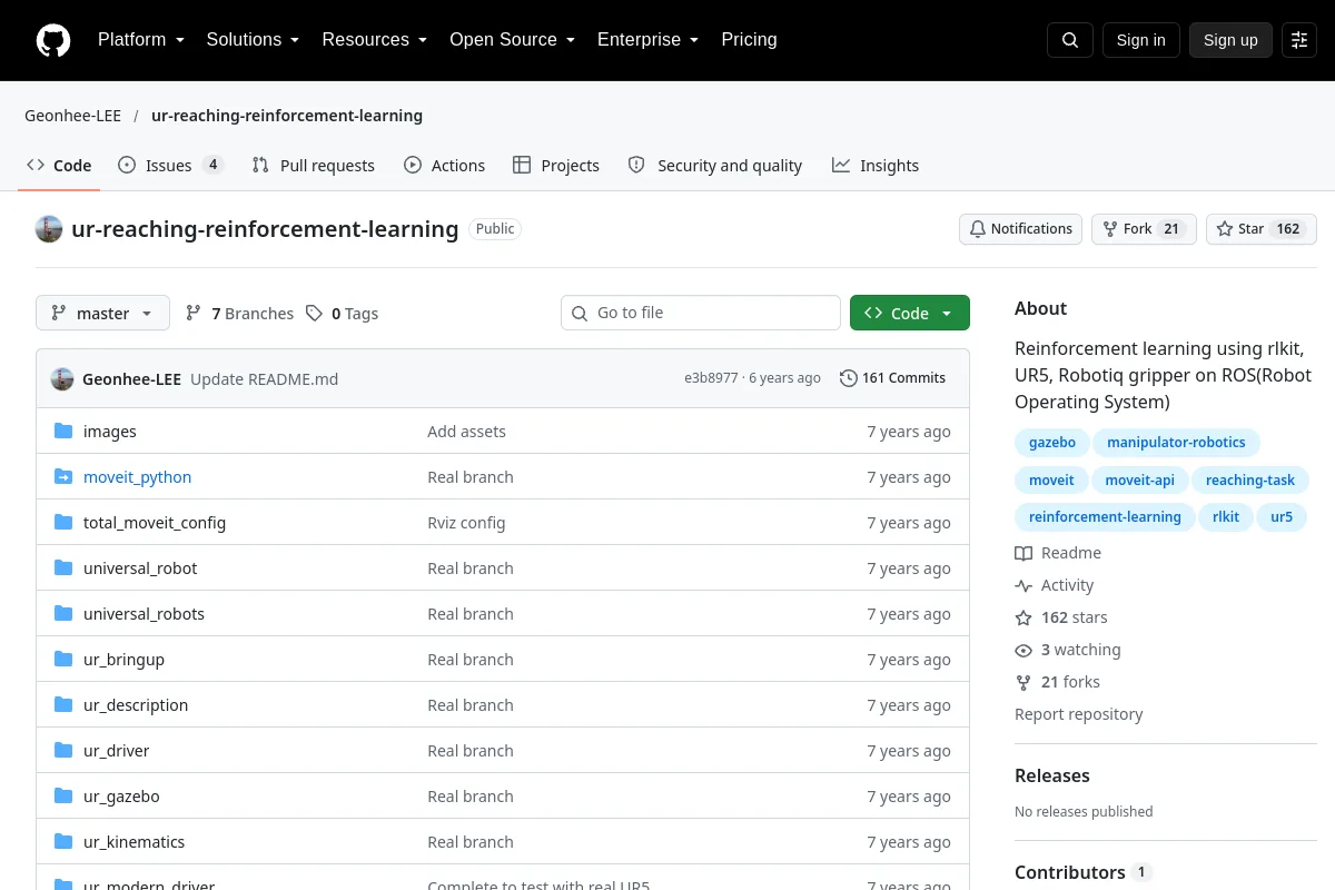 ur-reaching-reinforcement-learning · Geonhee-LEE website or repository screenshot