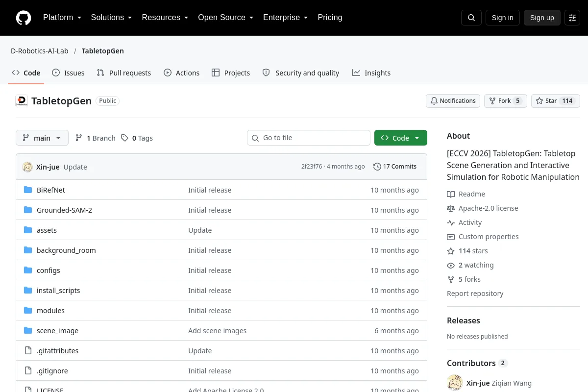 TabletopGen · D-Robotics-AI-Lab resource page screenshot