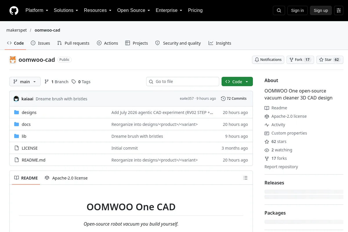 oomwoo-cad · makerspet website or repository screenshot
