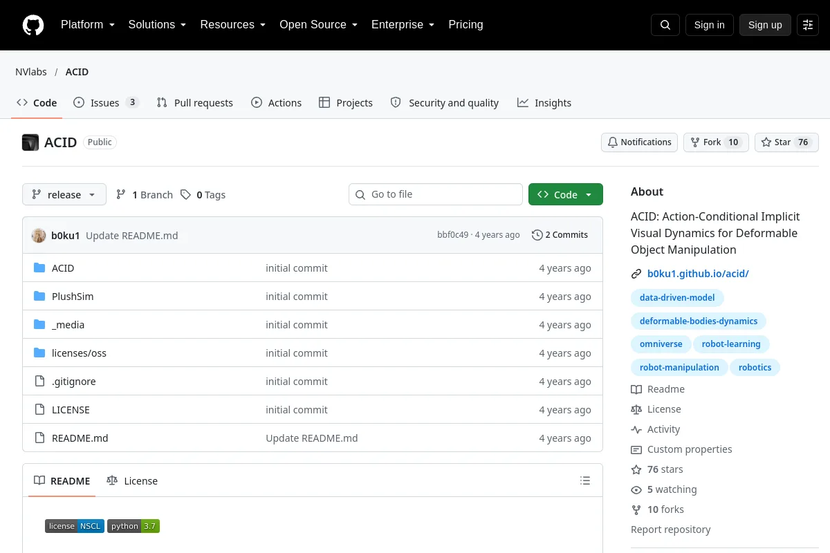 ACID · NVlabs resource page screenshot