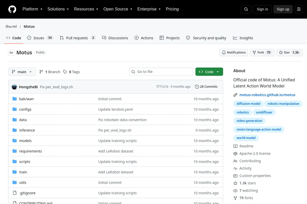Motus · thu-ml resource page screenshot