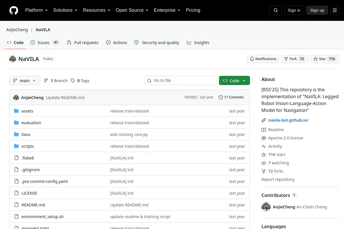 NaVILA · AnjieCheng website or repository screenshot