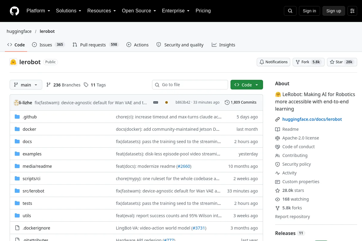 LeRobot · huggingface website or repository screenshot