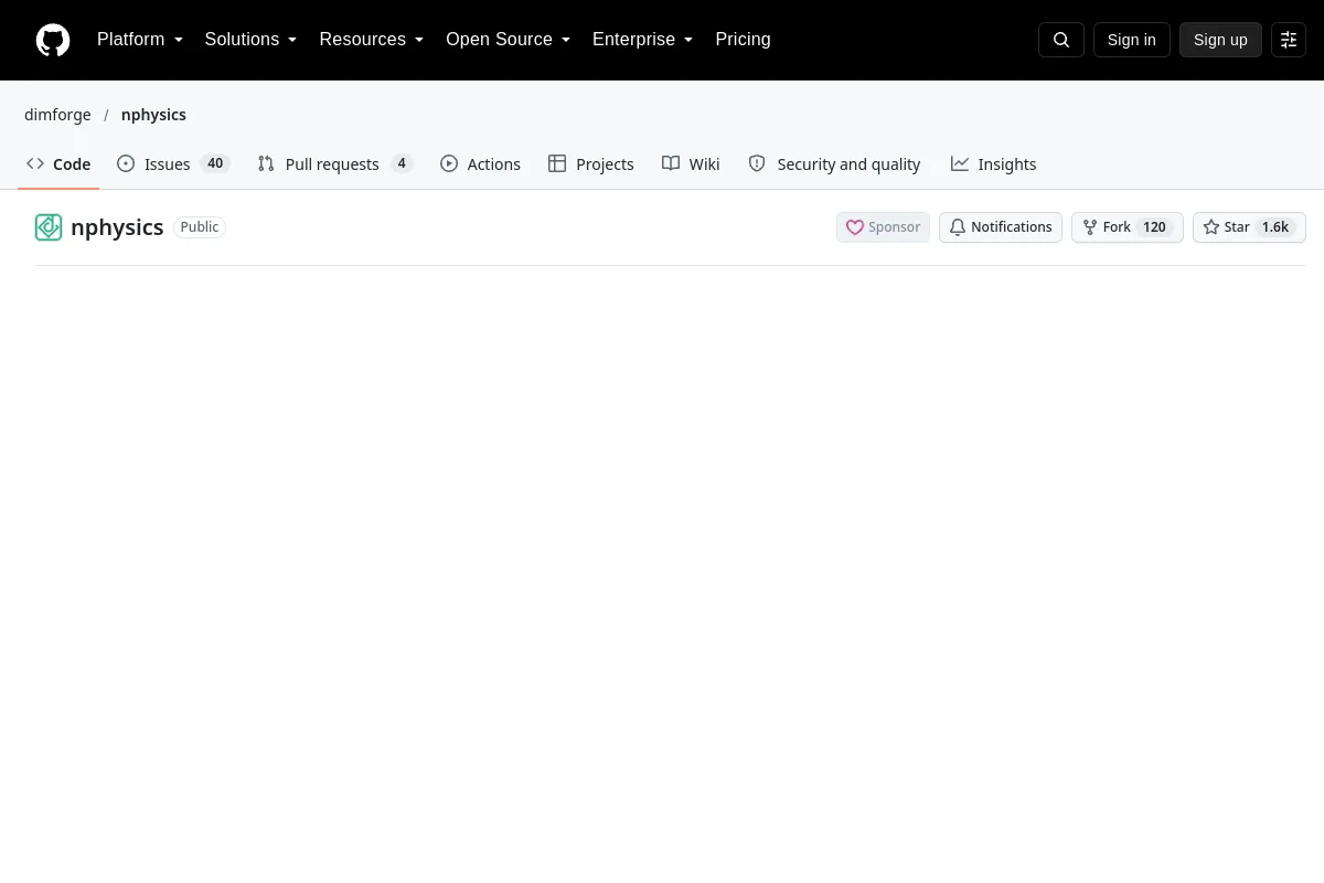 nphysics · dimforge resource page screenshot