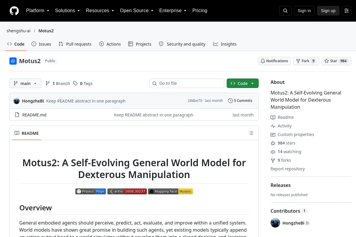 Motus2 · shengshu-ai resource page screenshot
