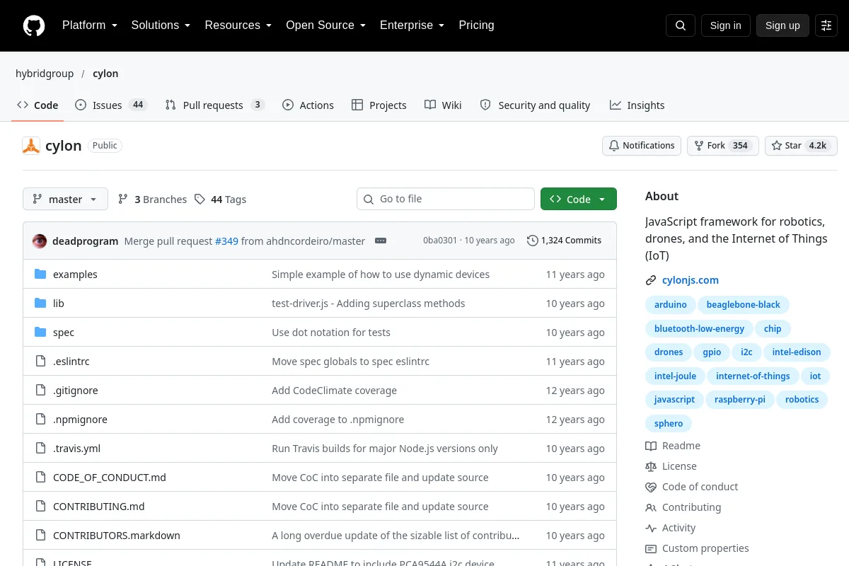 cylon · hybridgroup website or repository screenshot