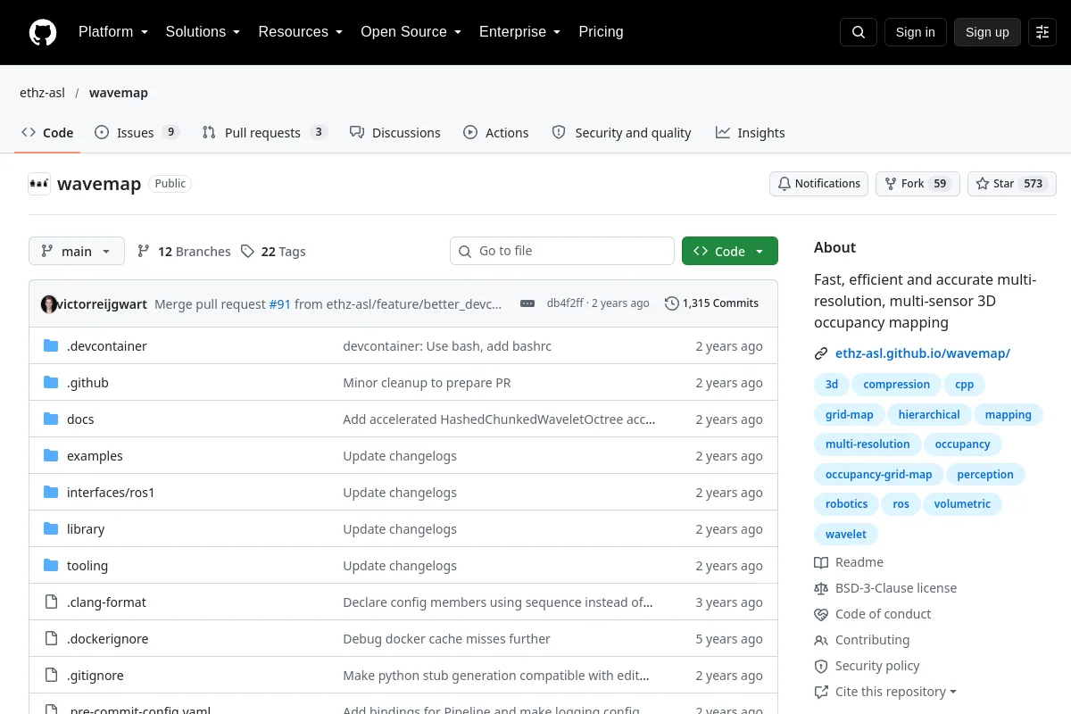 wavemap · ethz-asl resource page screenshot