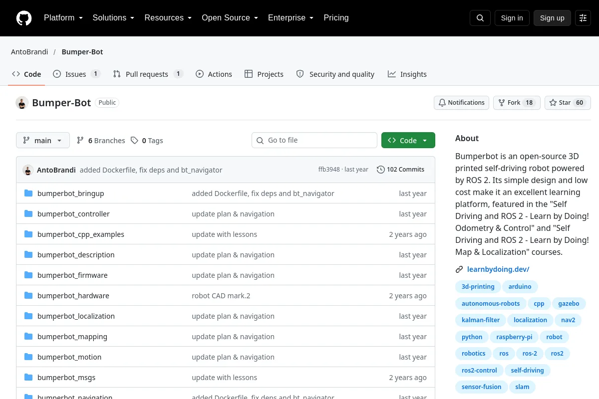 Bumper-Bot · AntoBrandi website or repository screenshot