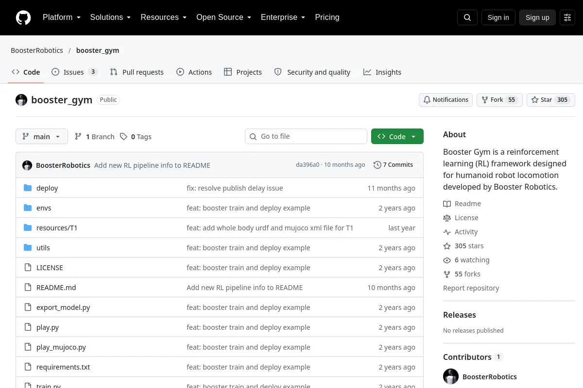 booster gym · BoosterRobotics resource page screenshot