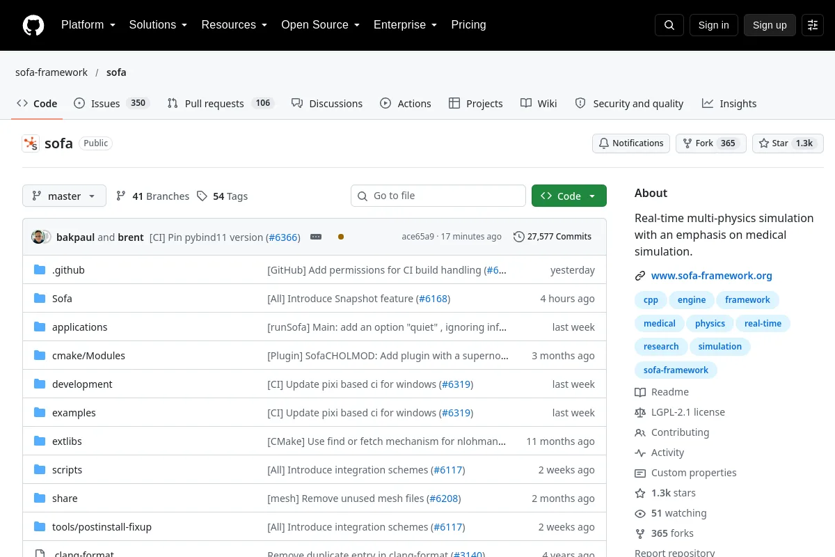 SOFA website or repository screenshot