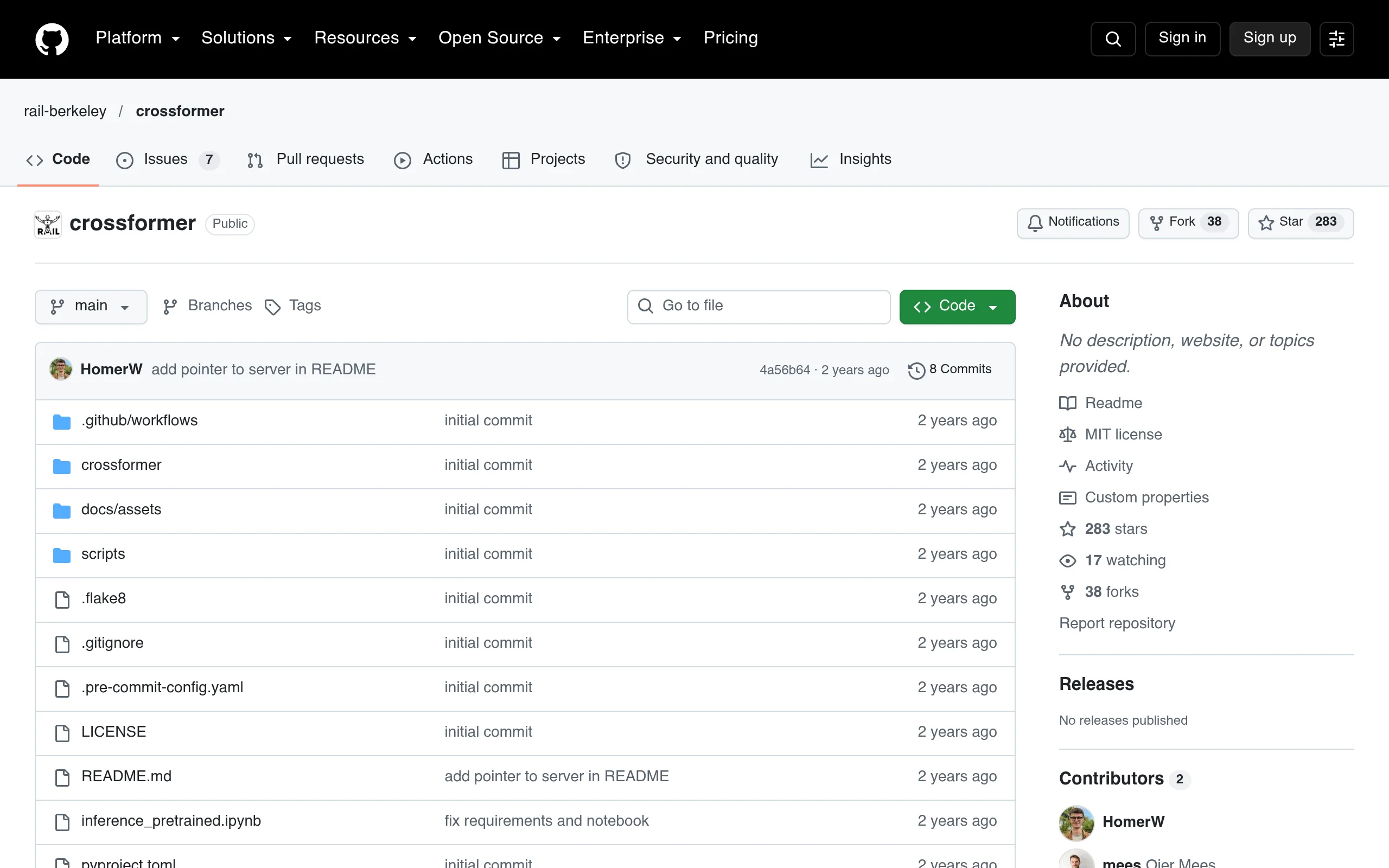 CrossFormer website or repository screenshot