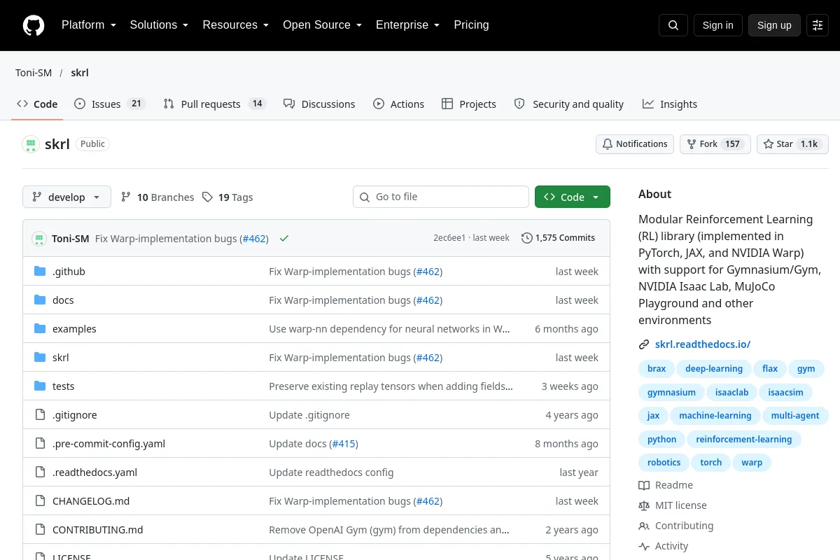 skrl website or repository screenshot