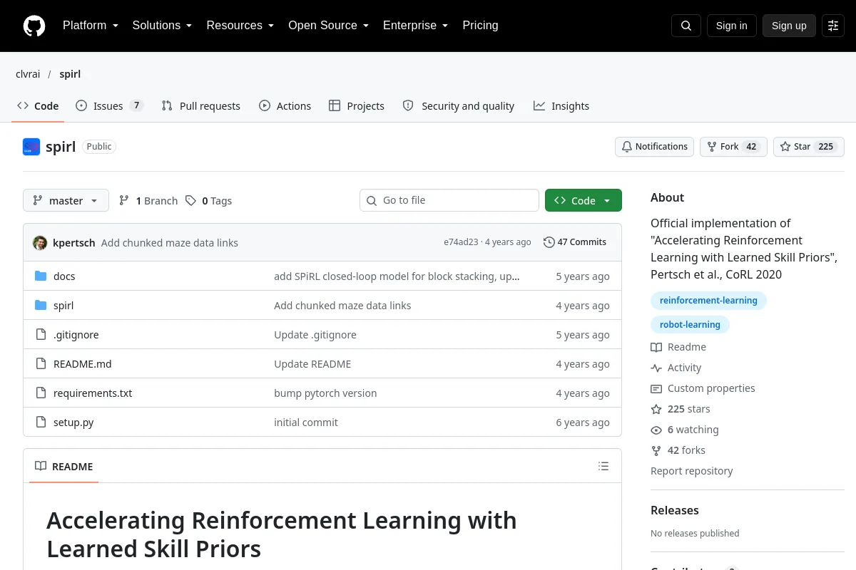 spirl · clvrai resource page screenshot